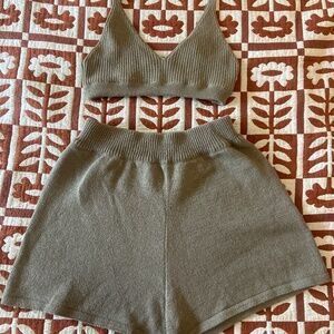 Monica Cordera knit set - shorts and bra top in taupe color